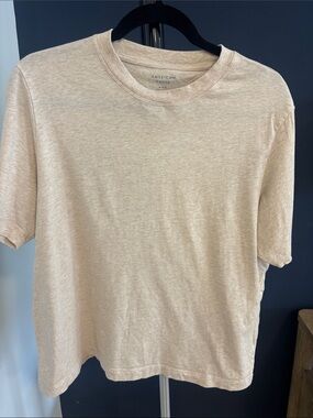 American Eagle Outfitters Beige Heather Crewneck Tee